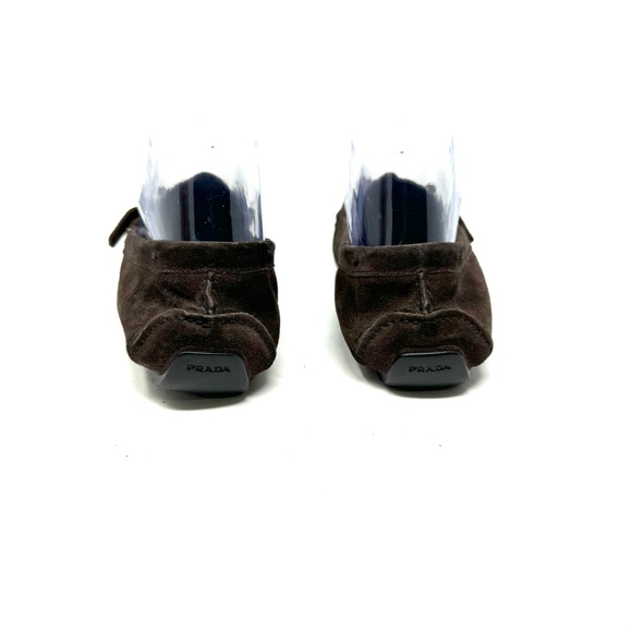 Prada Suede Leather Driving Loafers Moccasins Brown Size 37 - Picture 4 of 8